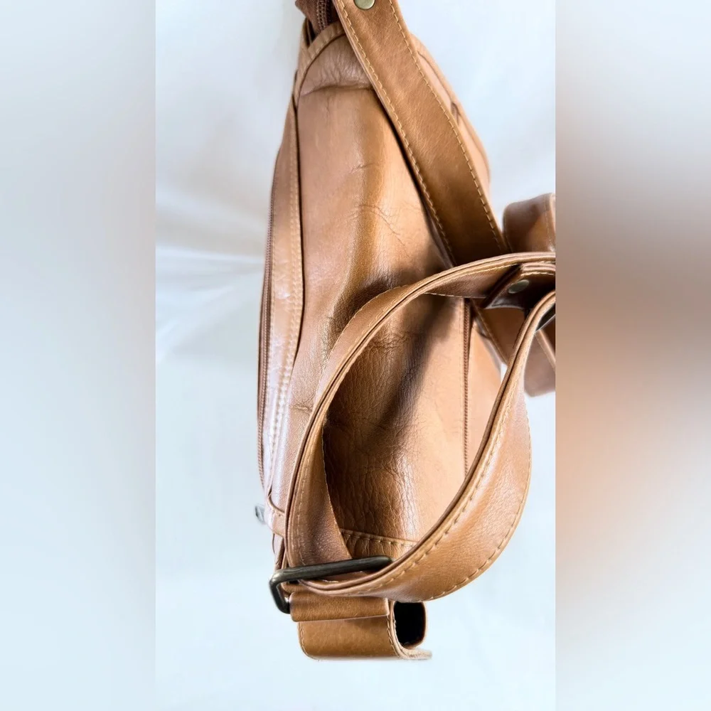 Vintage Puro Cuero Leather Ranch Brown Leather Messenger Crossbody Bag Sling